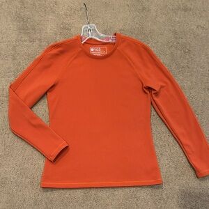 Figs Waffle Longsleeve Underscrub in Orange/Pumpkin Color, Size M